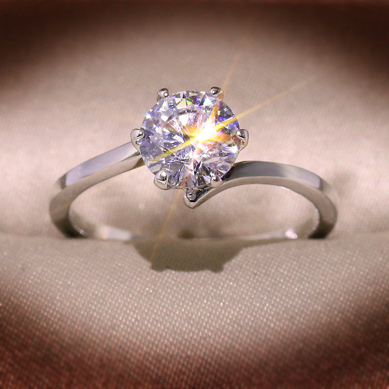 Womens Moissanite Ring 18K Plated Geometric Wedding Engagement Anniversary Promise Bridal Fashion Jewelry Glow