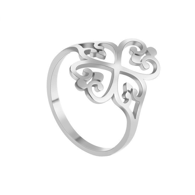 Stainless Steel Boho Ring Floral Star Nepal Style For Women