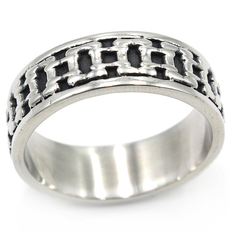 Vintage Mesh Woven Titanium Steel Ring For Men Skull Pattern Unisex 8mm Band Durable Everyday Wear Style Today