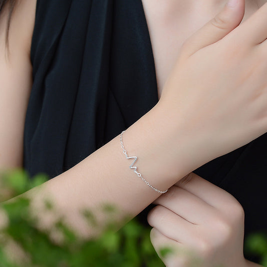 Womens Electroplated Copper Bracelet Silver Plated ECG Lightning Design Fashion Jewelry Everyday Wearable Sparkle