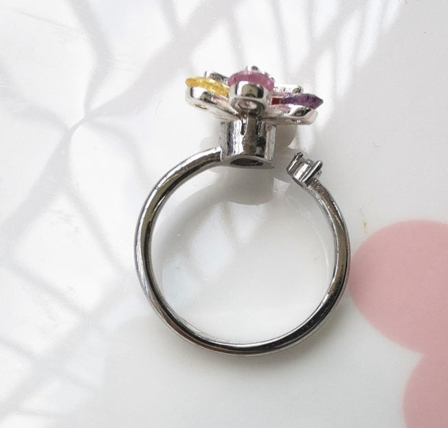 Ring For Women Rotating Multicolored Gemstone Copper Jewelry Korean Style Environmentally Friendly Gift For Souvenir Tour