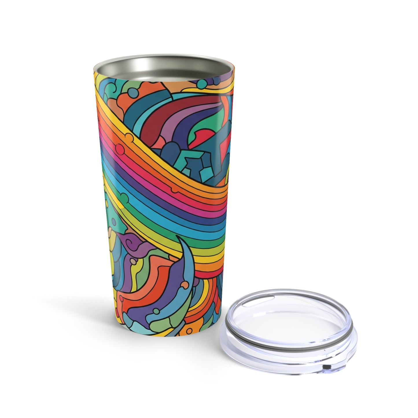 20oz Stainless Steel Travel Mug Double Wall Vacuum Insulated Printed Design Spill Proof Durable Hot Cold