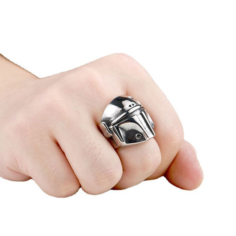Mens Stainless Steel Ring Cartoon Character Design Individually Packed Gift For Trade Fairs And Gifts Silvered