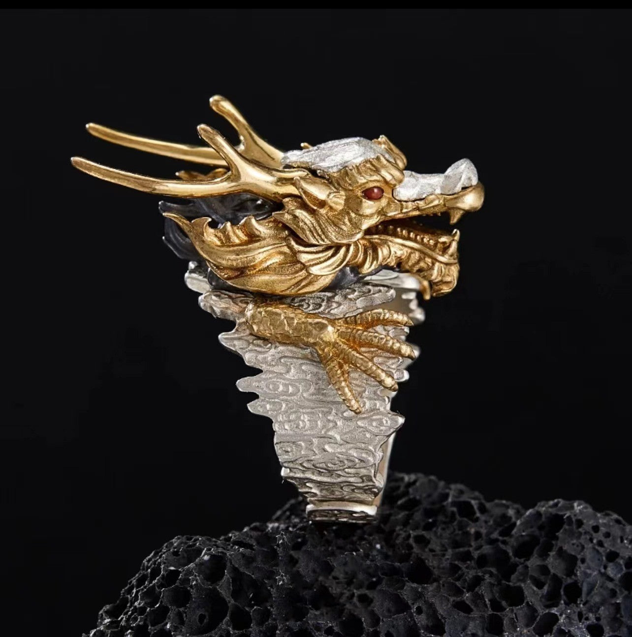 Unisex Dragon Claw Ring Copper Open Mouth Geometric Band