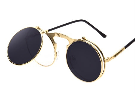 Retro Flip Up Polarized Sunglasses Metal Frame Lightweight Sun Glasses Universal Fit 130 MM Sunglasses For All