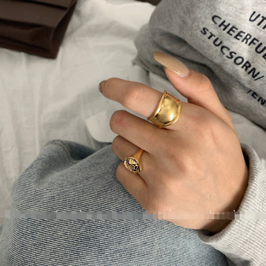 Gold Plated Oval Ring With Zircon Star Design Korean Inspired Fashion Jewelry For Daily Wear Spark Zircon Star