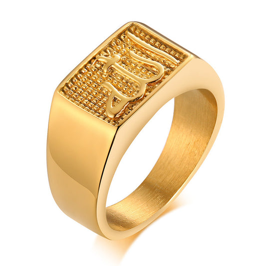 Gold Plated Titanium Steel Ring Geometric Design For Corporate Gifts And Celebrations Ideal Gift For Occasions