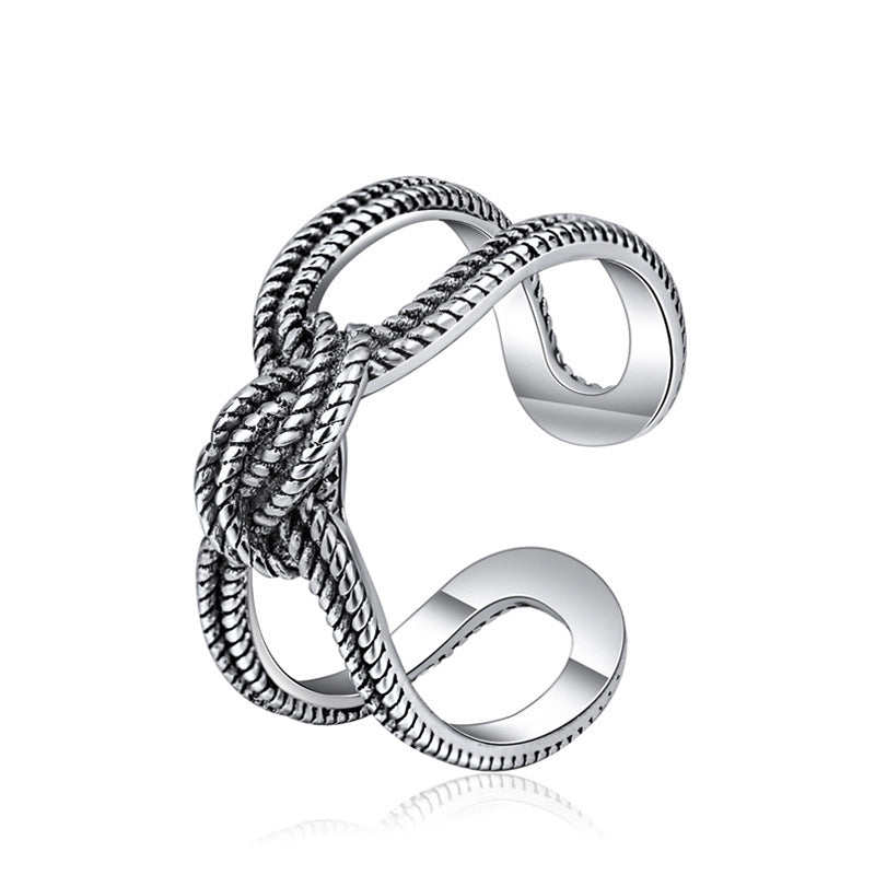 Retro Geometric Copper Ring For Women And Men Adjustable Opening Lightweight Thai Silver Process Fashion Gift Now