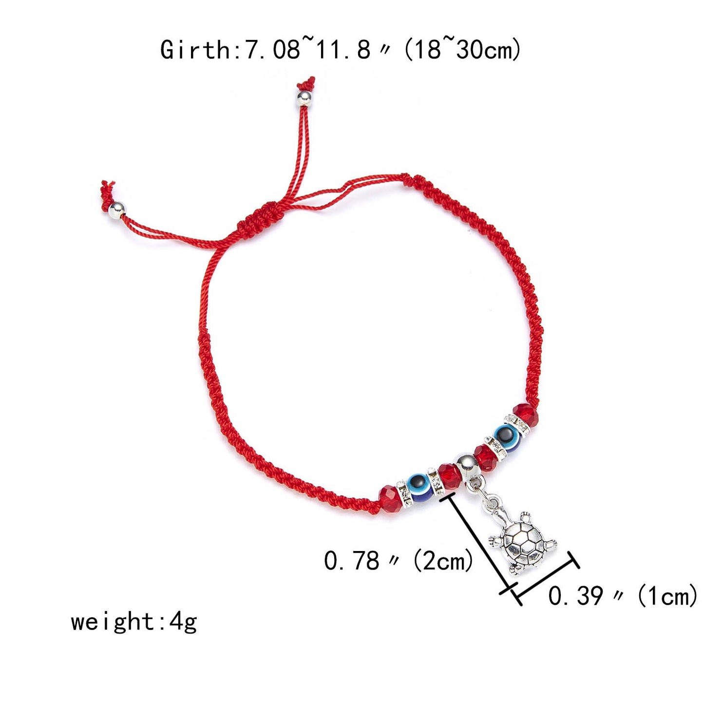 Women's Red Rope Braided Bracelet With Rhinestone Pendant Adjustable Beaded Bangle Fashion Accessory For Women