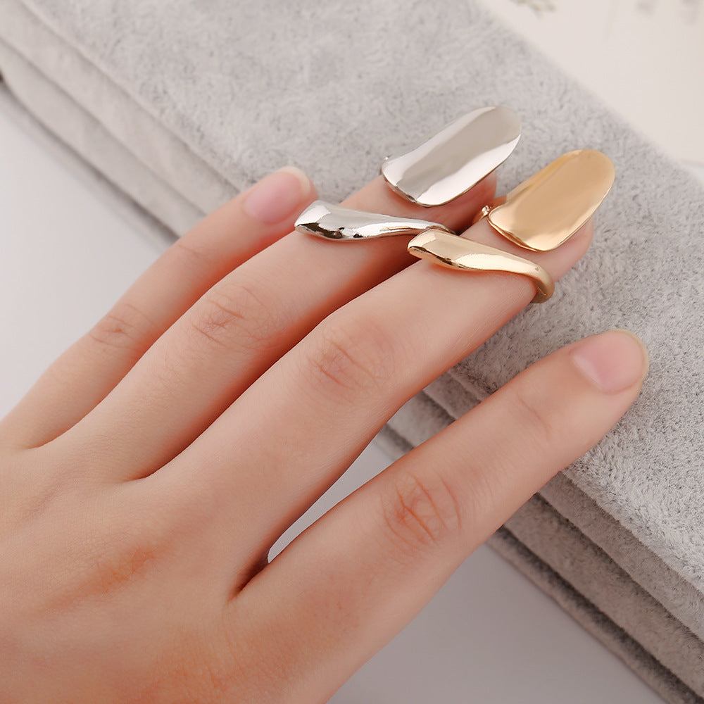 Geometric Nail Ring Zinc Alloy European Style Lightweight Individually Packed Classy Gift For Opening Ceremony