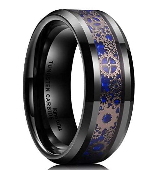 Tungsten Steel Ring Fashion Metal Band Personalized Ring for Men and Women White Blue or Red Available Size 6 7 8 9 10 11 12 or 13