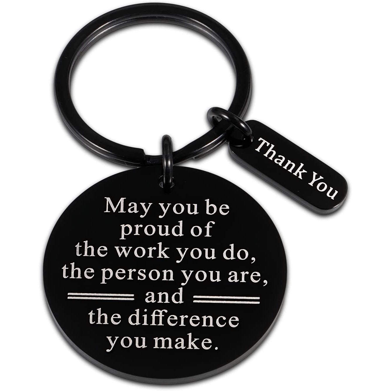 Stainless Steel Keychain Thoughtful Friendship Gift for Colleagues Expressing Gratitude Appreciation and Black