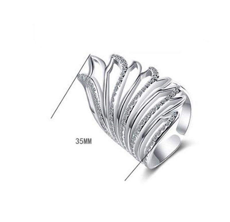 Geometric Copper Diamond Angel Wings Ring for Women Adjustable Opening Size White Gold Rose Gold Diamond Angel