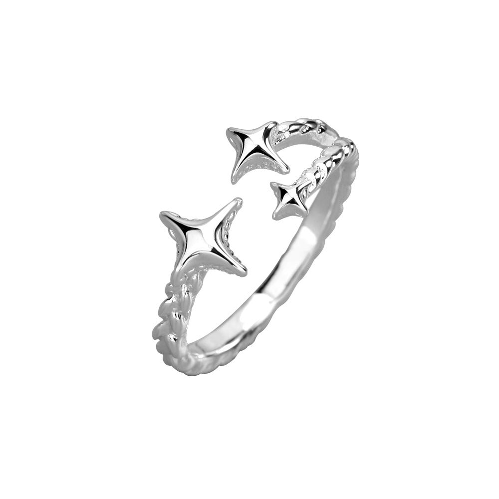 Cool Wind Colorless Small Design Adjustable Index Finger Ring Copper Plated With Gem Inlay Modern Elegant Look