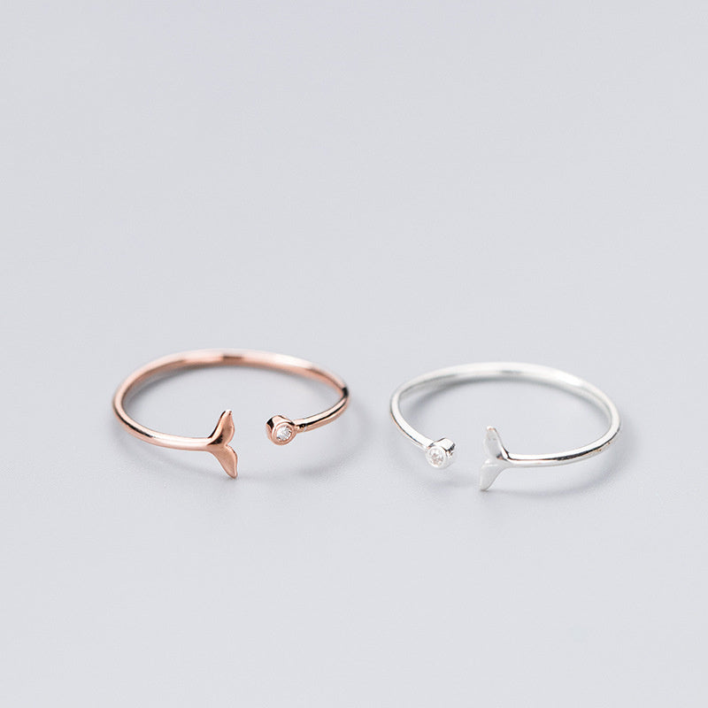 Round Diamond Fishtail Index Finger Ring Silver 925 Adjustable Size Women Jewelry Fashion Jewelry For All Days