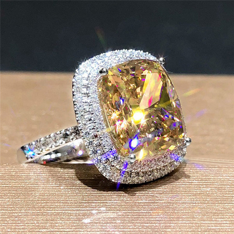 Geometric Zircon Inlays Copper Ring For Women Pink Color Elegant Fashion Jewelry Geometric Design Inlaid Ring