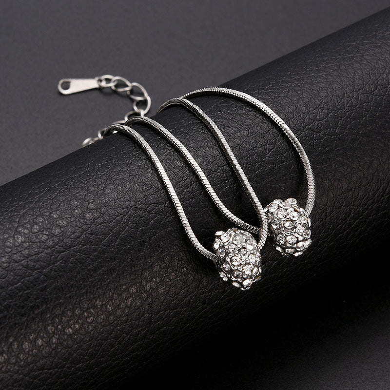 Womens Double Layer Geometric Electroplated Alloy Bracelet With Artificial Gem Inlays European American Jewelry