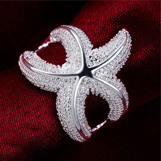 Silver Plated Starfish Ring For Women And Girls Fashion Korean Style Exquisite Star Jewelry Gift For Every Occasion