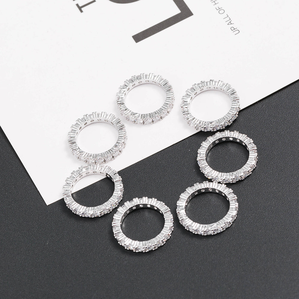 Adjustable Copper Ring With Zircon Electroplated Diamond Inlaid Brass European American Fashion Jewelry Everyday Wear