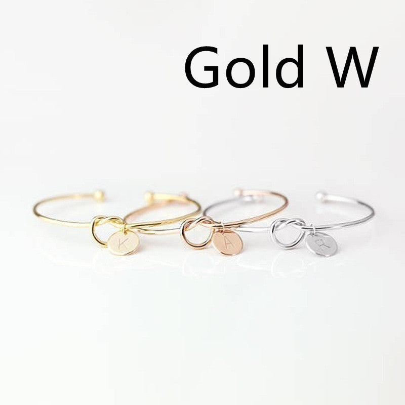 Womens Alloy Letter Bracelet Dead Knot Bangle Jewelry Gold