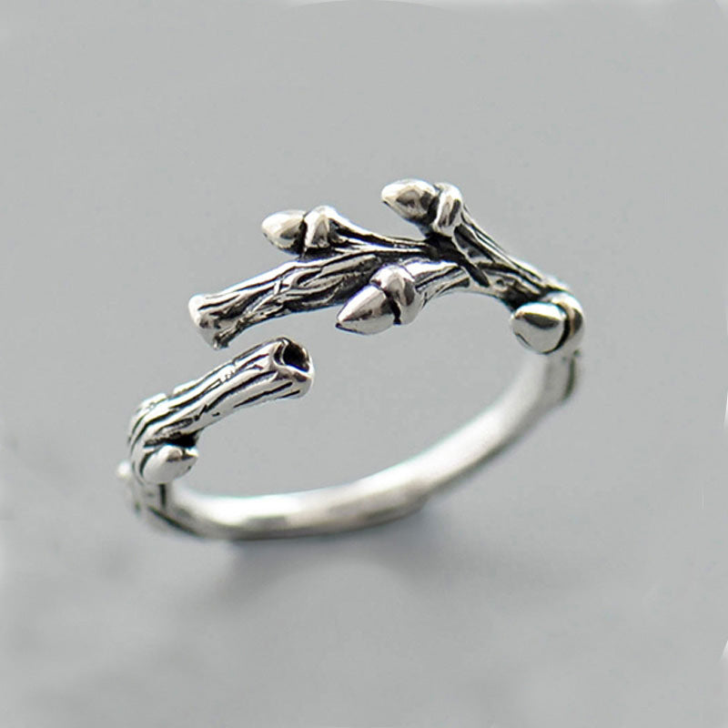 Women Ring 925 Sterling Silver Branch Ring Vintage Flower Design Korean Fashion Jewelry Durable Elegant Unique