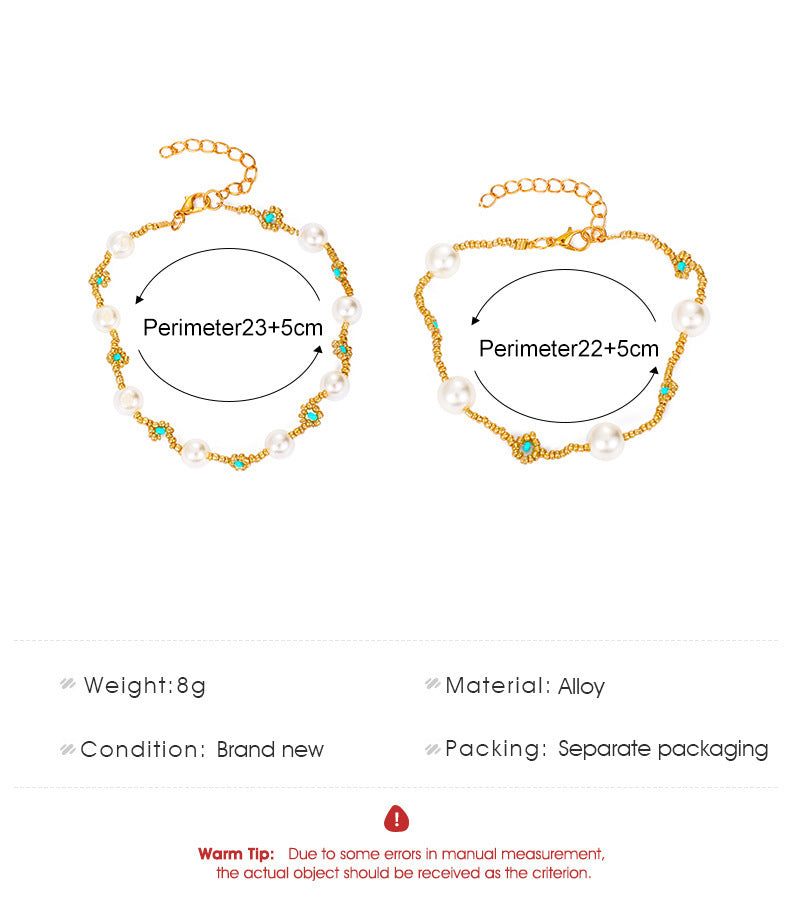 Womens Alloy Imitation Pearl Geometric Bracelet Cute Stylish Fashionable Accessory For Everyday Wear Ready Now