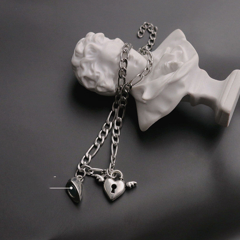 Couple Bracelets Matching Set Heart Shape Plant And Flower Motif Adjustable Iron Chain Unisex Bracelets For Couples