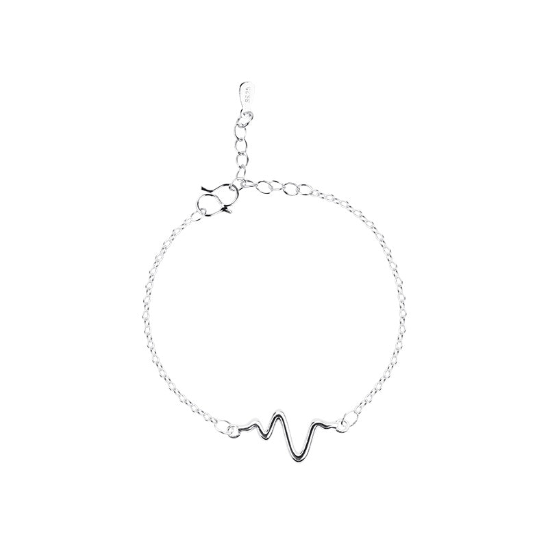 Womens Electroplated Copper Bracelet Silver Plated ECG Lightning Design Fashion Jewelry Everyday Wearable Sparkle