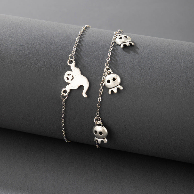 Retro Halloween Ghost Charm Bracelet Electroplated Alloy Geometric Bracelet For Women European American Styling