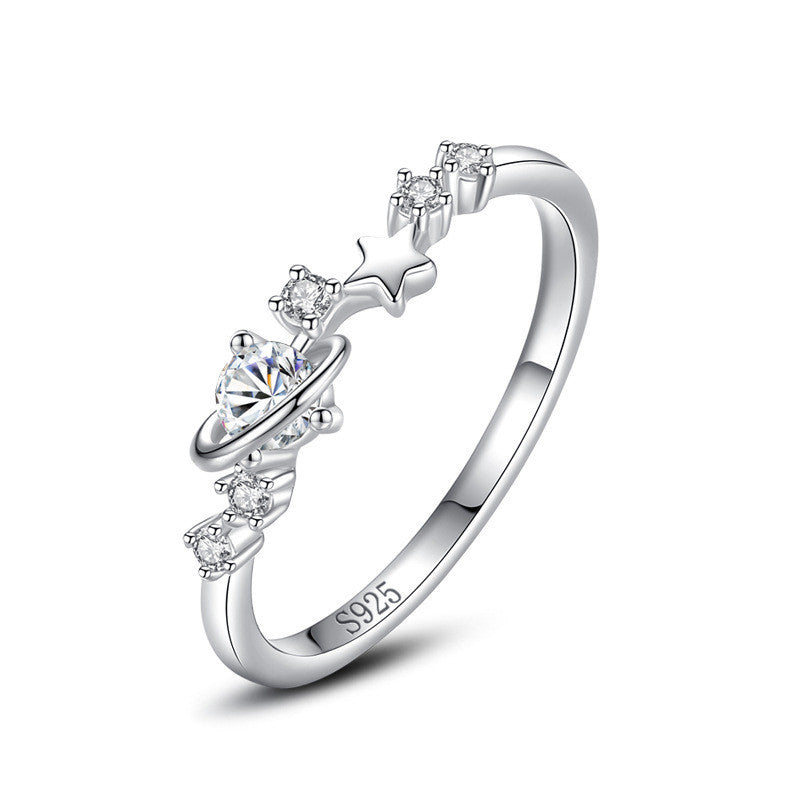 Star Shaped Sterling Silver Ring For Women Fashion Jewelry Index Finger Ring Elegant Daily Wear Everyday Spark