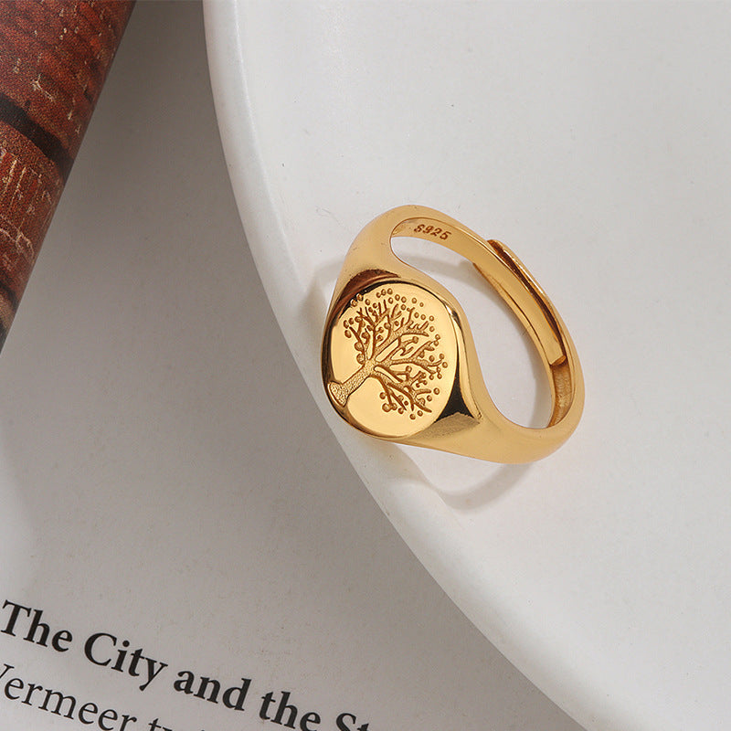 Silver Ring With Flower And Leaf Design Korean Inspired Electroplated Individually Packed Ring For Trade Fairs