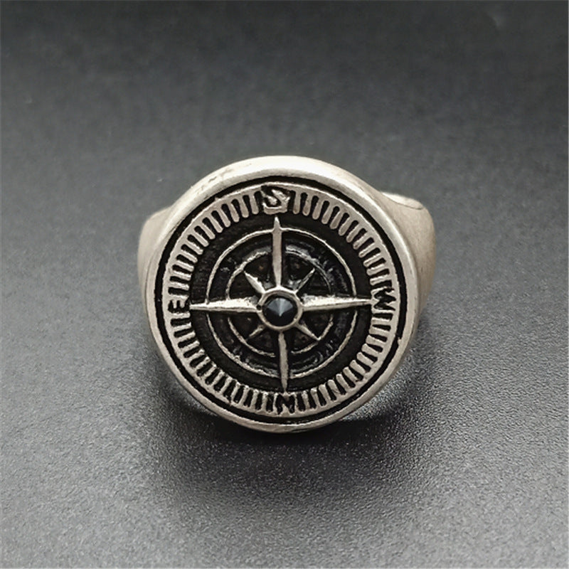 Mens Stainless Steel Ring With Compass Vintage Design Unisex Band Jewelry Gift Ring Sizes 6 7 8 9 10 11 Unique