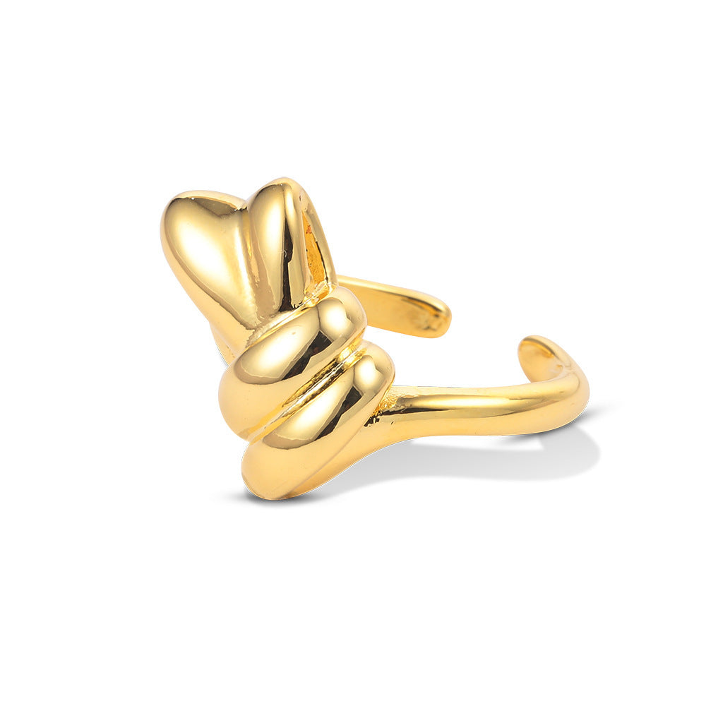 Womens Adjustable Geometric Ring Gold Plated Copper