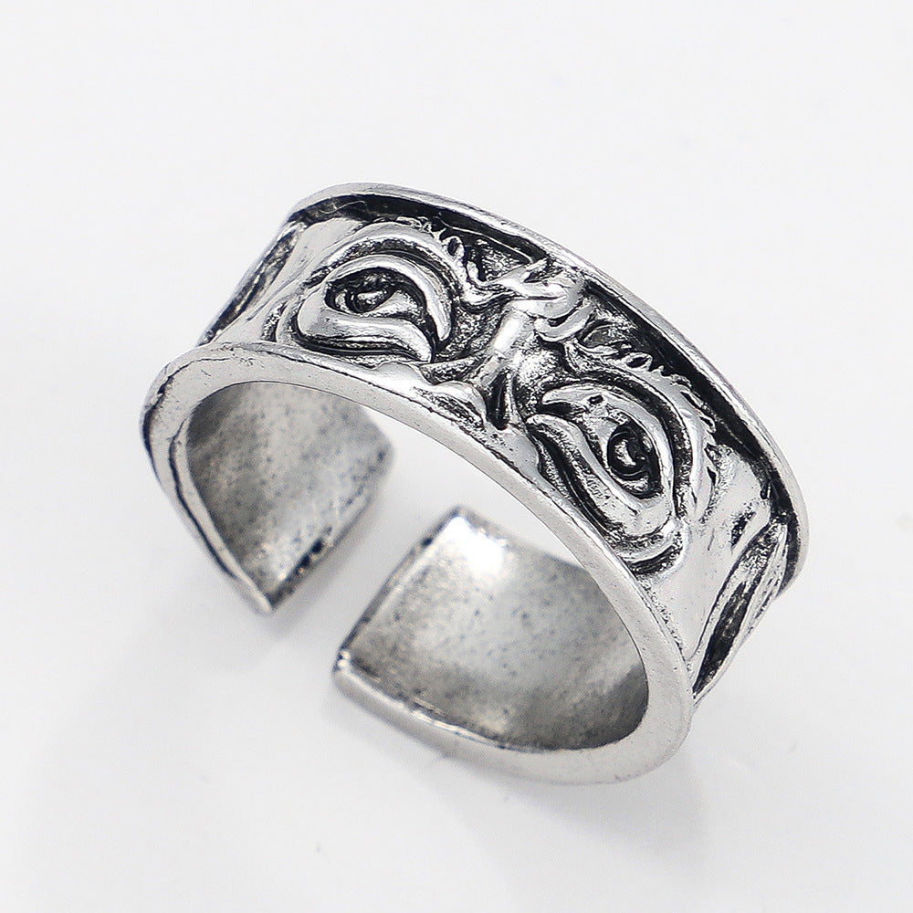 Unisex Alloy Open Mouth Ring Geometric Brushed Cord Band