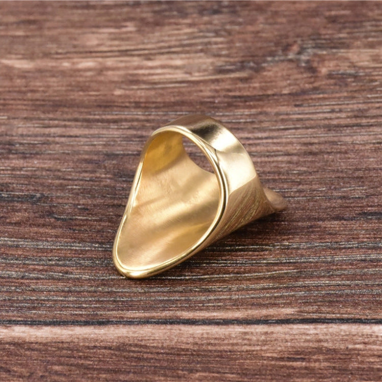 Mens Womens Fashion Ring All Glossy Stainless Steel Titanium Steel Band with Numbers and Letters Personality Design Gold Color Ring for Him or Her