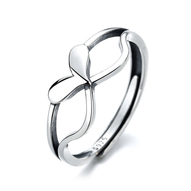Heart Shaped Ring for Women Creative Double Silver Ring Retro Style Gift Individually Packed for Festivals Today