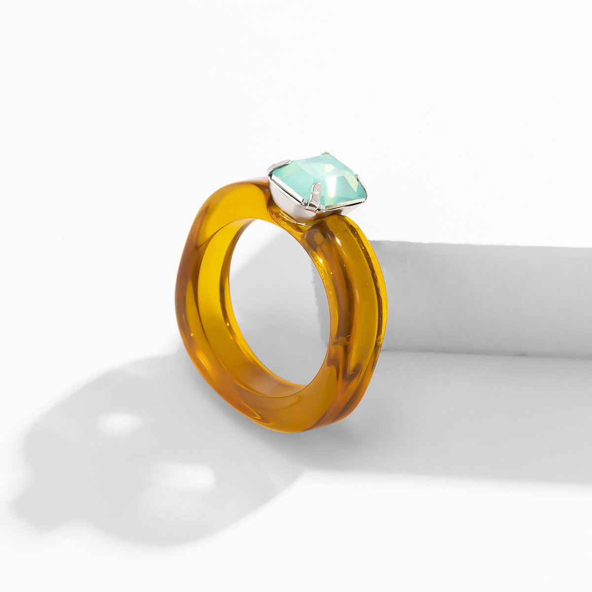 Transparent Acrylic Ring Geometric Rhinestone For Women