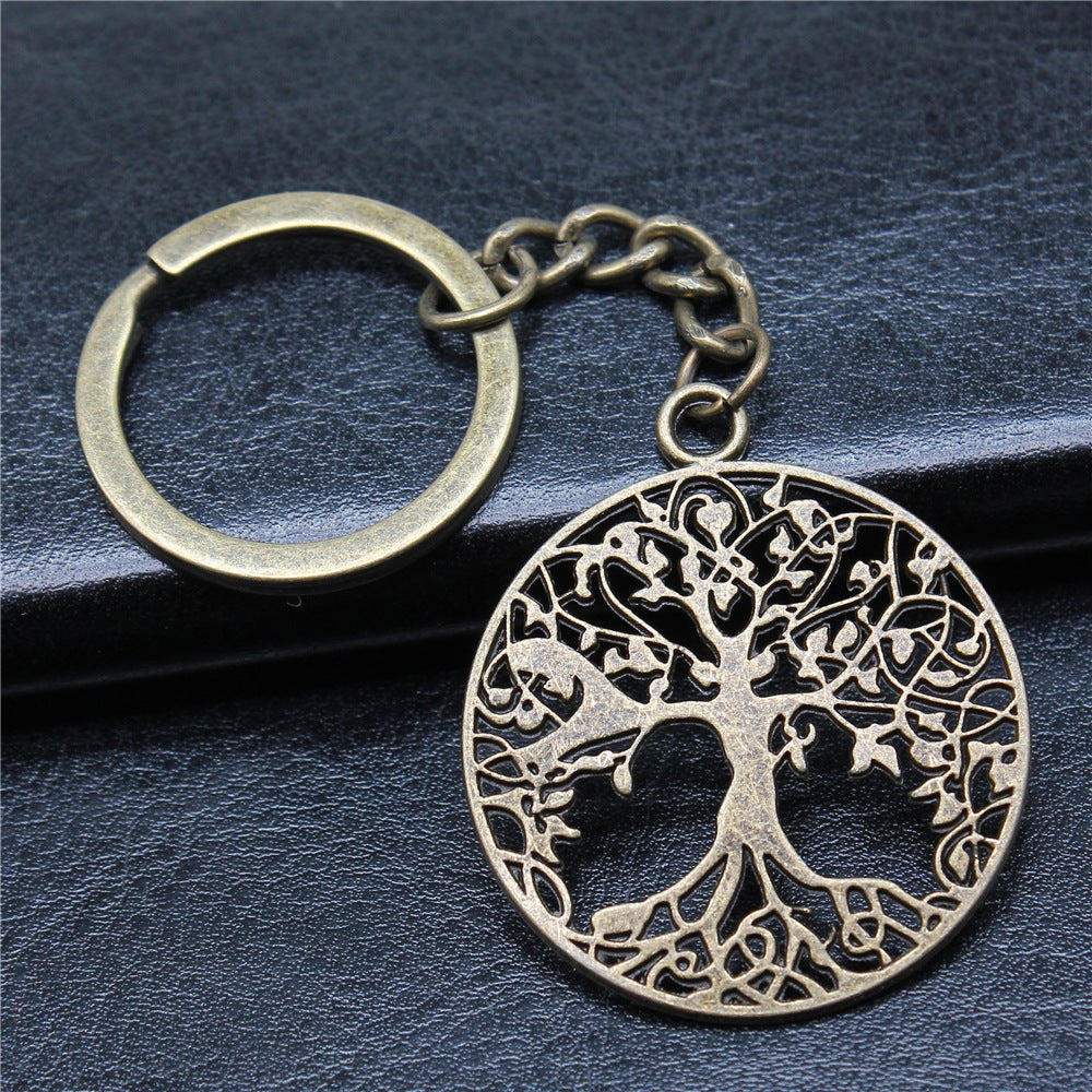 Tree Of Life Keychain Pendant With Key Ring Antique Silver Finish Alloy Metal Vintage Decoration Tree Of Life Keychain