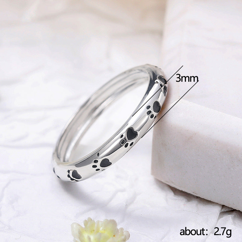 Copper Cat Paw Ring Geometric Design With Oil Treated Finish Cat Lover Ring For Women Girls Fashion Daily Wear Chic