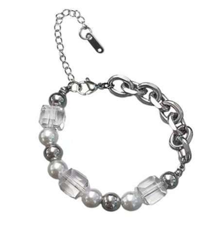 Unisex Baroque Pearl Bracelet Titanium Steel Korean Style Geometric Bracelet Fashion Jewelry For Men And Women