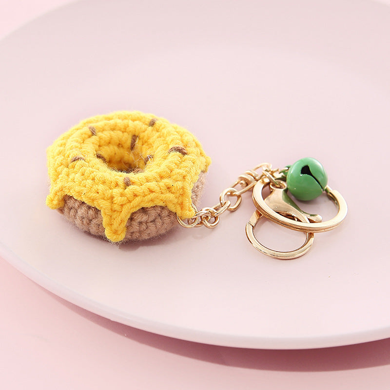 Fruit Keychain Cute Creative Key Chain With Plastic Design Fun Accessory For Keys Bags Peach Pendant Wool Ball