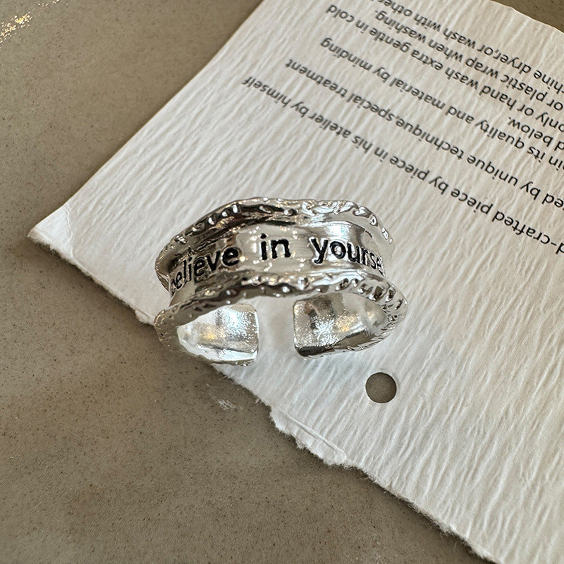 Retro Alphabet Initial Ring Adjustable Opening Copper Electroplated Jewelry For Her Fashion Gift Elegant Daily