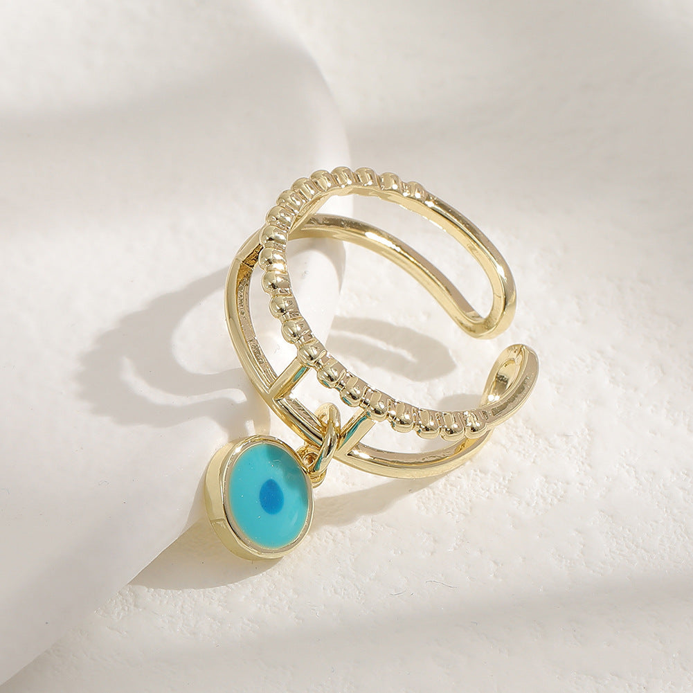 Geometric Copper Ring Adjustable Opening Fashion Ring For Men And Women Hip Hop Style Electroplated And Trendy