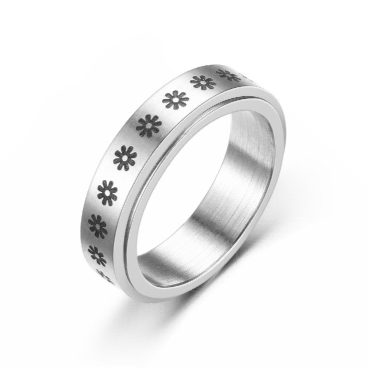 Star And Moon Titanium Rotatable Ring For Women Elegant Stainless Steel Jewelry Gold Silver Black Elegant Details