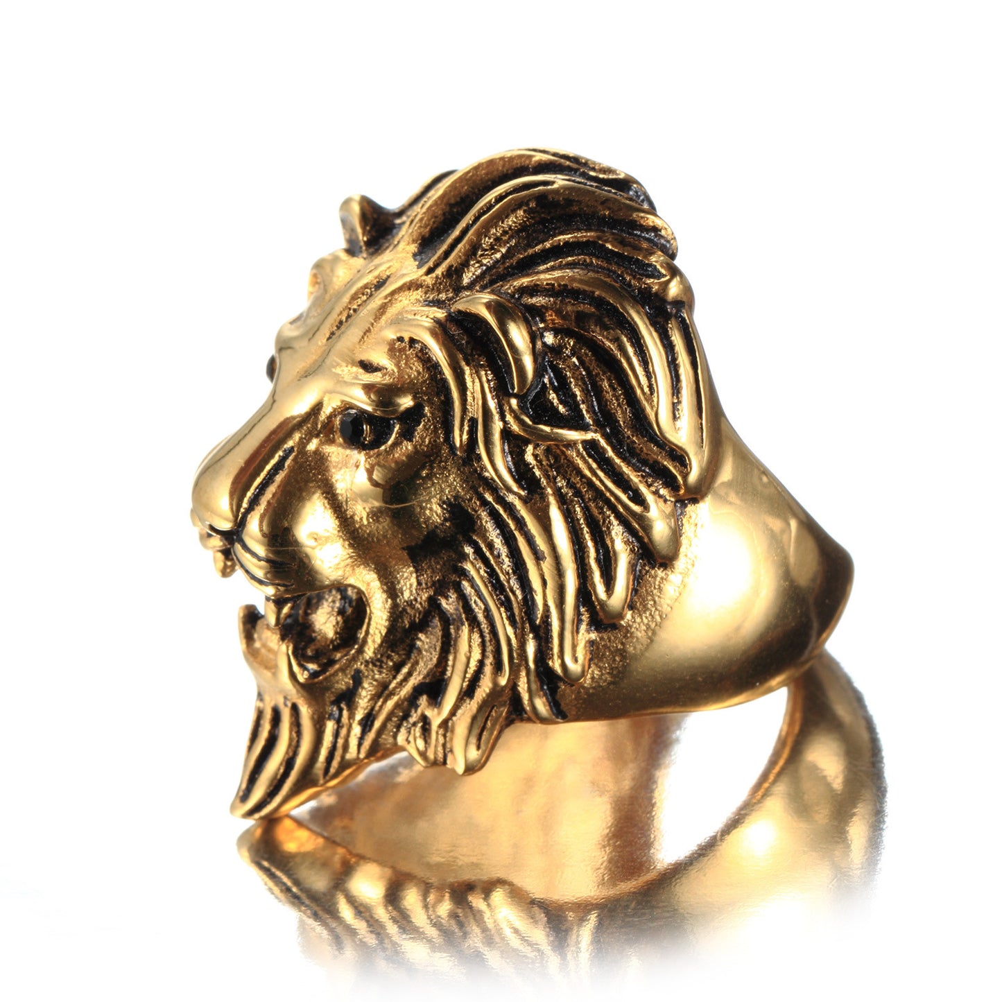 Domineering Titanium Steel Lion Head Ring
