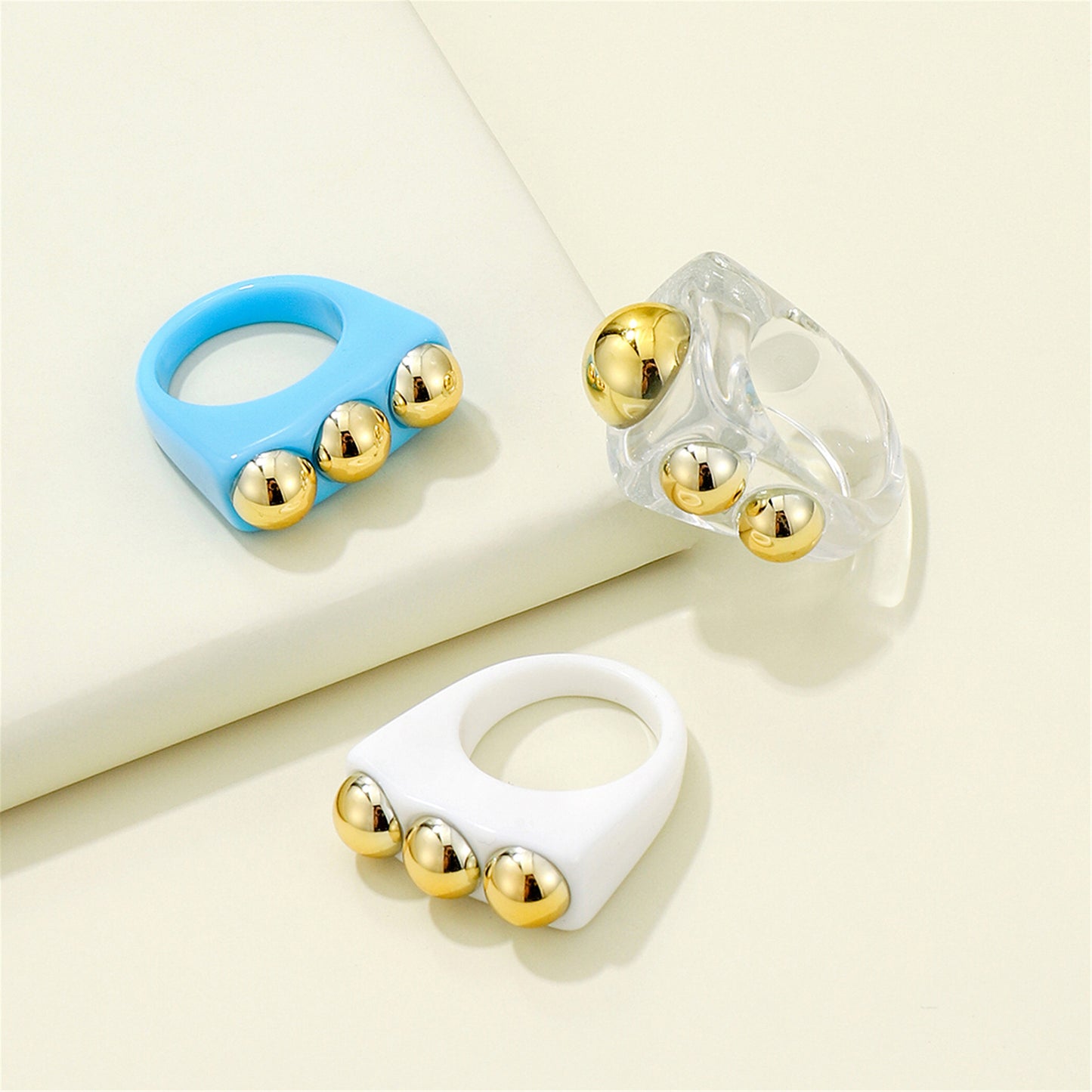 Womens Acrylic Geometric Chunky Rings Set 3 Piece Fashion Statement Jewelry For Daily Wear Gift Sets Daily Use