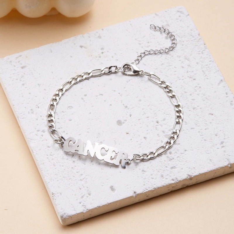 Unisex Stainless Steel Zodiac Bracelet Electroplated Gold Constellation Jewelry Gemini Sign For All Daily Wear