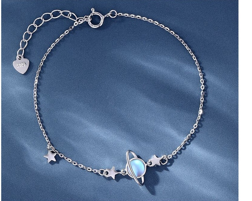 Womens Copper Bracelet Simple Korean Version Geometric Design Bangle Moonstone Planet Fashion Jewelry Health Fatigue