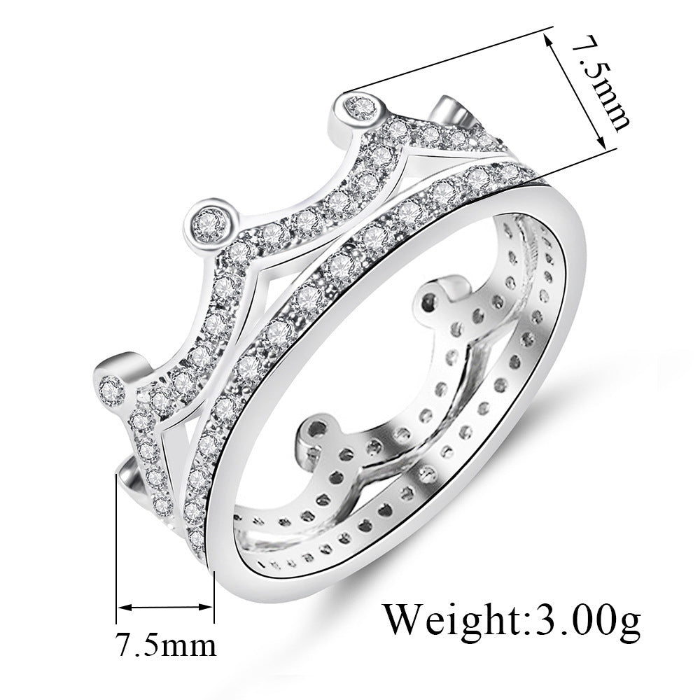 Zircon Ring Hollow Micro Inlaid Jewelry For Women Elegant Silver Tone Fashion Accessory With Timeless Design Style