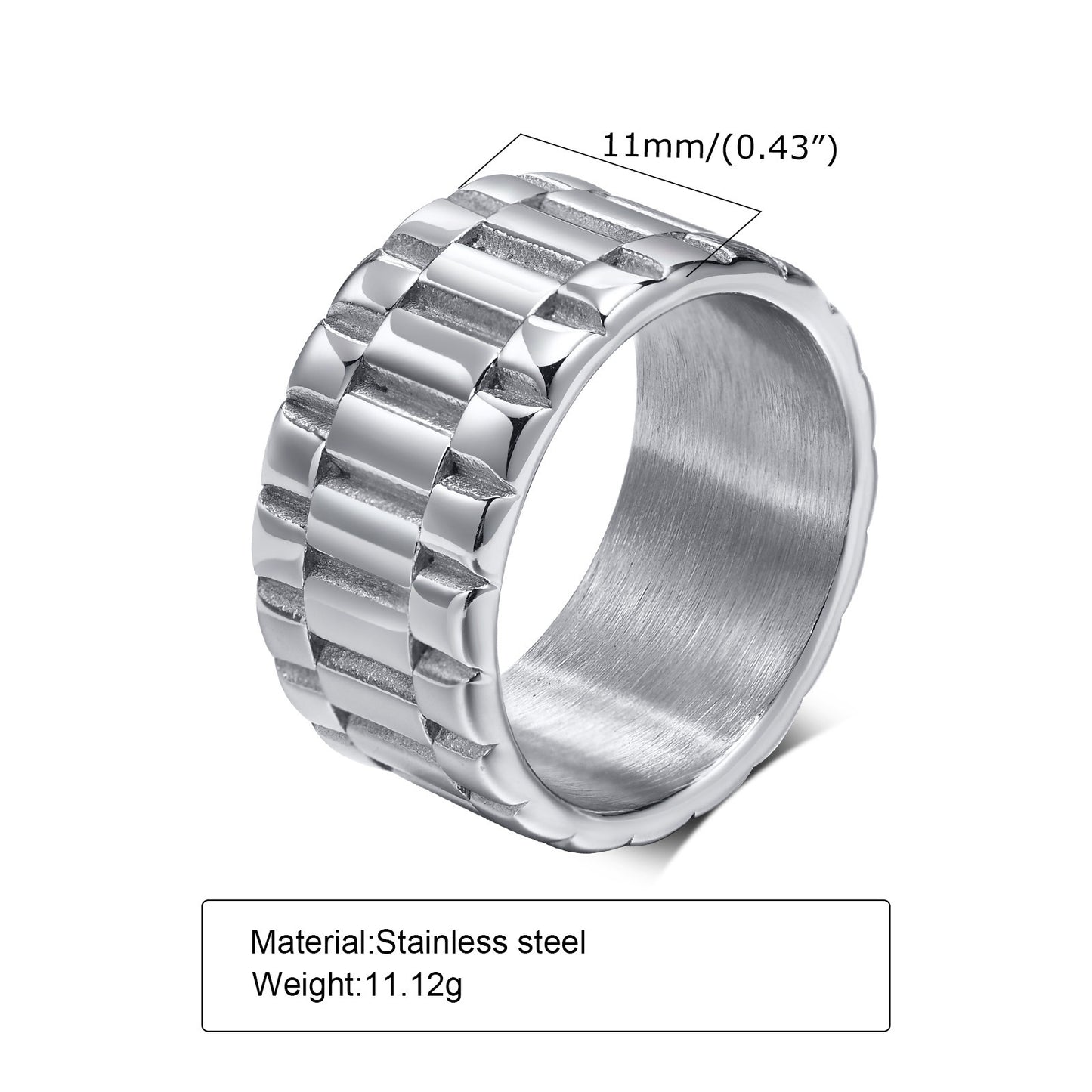 Stainless Steel Strap Ring Gold Tone Unisex Wide Band Hip Hop Jewelry Ring Sizes 7 8 9 10 11 12 Durable Comfort